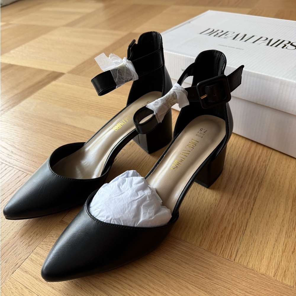 Dream Pairs Black Ankle Strap Heels